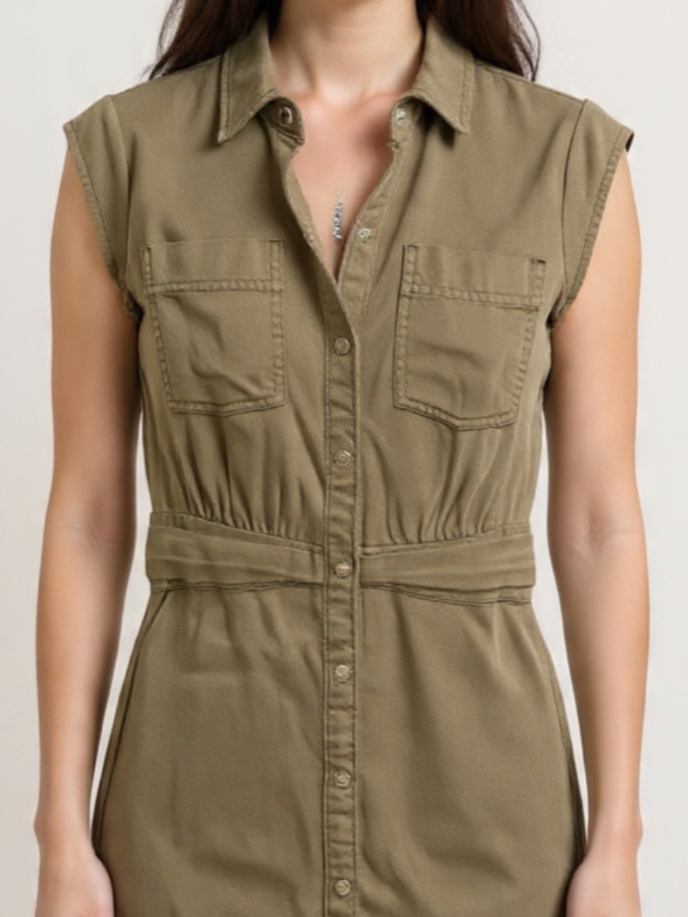 White House Black Market Shirt Dress Womens 2 Green Lyocell Denim Twill NWT $130
